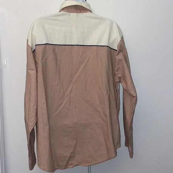 Vintage 1849 Authentic Ranchwear Western Long Sleeve tan embroidered Shirt Large - Picture 4 of 7